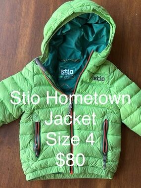 Stio Lime Green Hometown Hooded Puffer Jacket